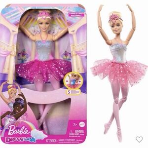 Barbie Dreamtopia Twinkle Lights Ballerina Doll, Blonde with Light-Up Feature